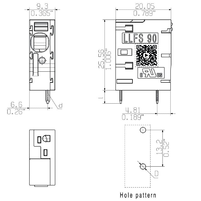 2473420000 - 7.50mm PCB Terminal with 90° Angle and 5mm Solder Pins  (Pack of 200)