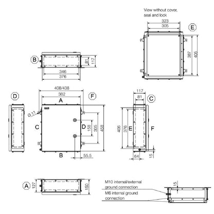 1200370000 - Stainless Steel Enclosure 458mm x 382mm x 150mm, ROHS Compliant