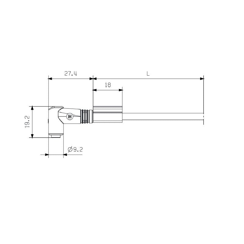 1948690150 - 1.5m M8 Connector Line, PVC, Halogen-Free