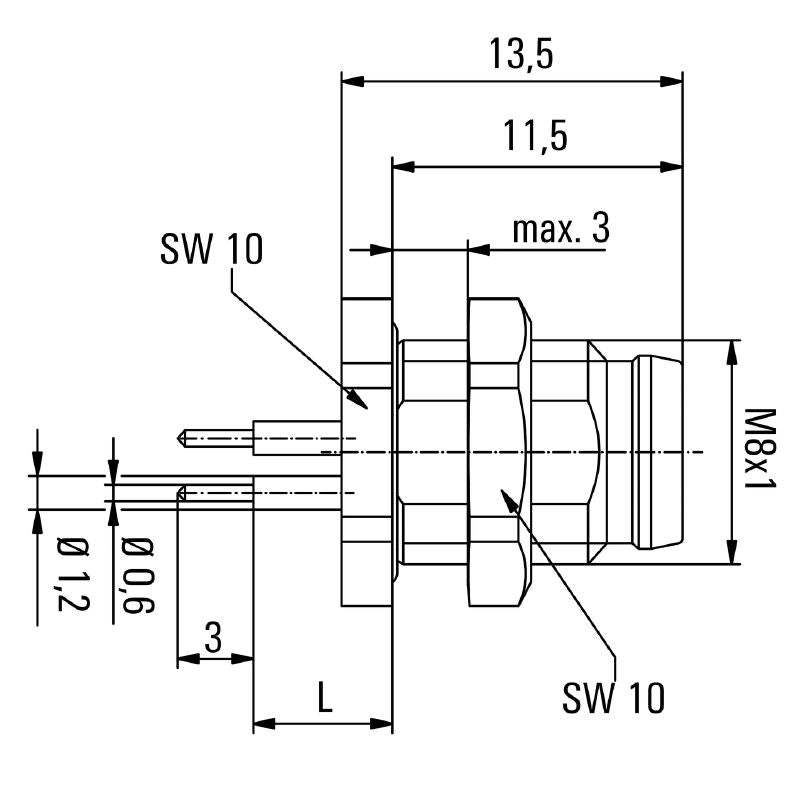 2421590000 - M8 5-Pole PCB Connector, IP67, RoHS Compliant, -30 to 80°C  (Pack of 10)