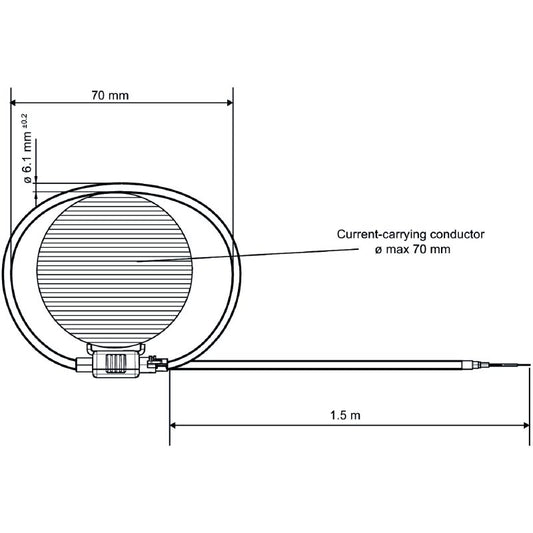 2593370000 - 70mm Rogowski Coil for Accurate AC Measurement, 1.5m Cable