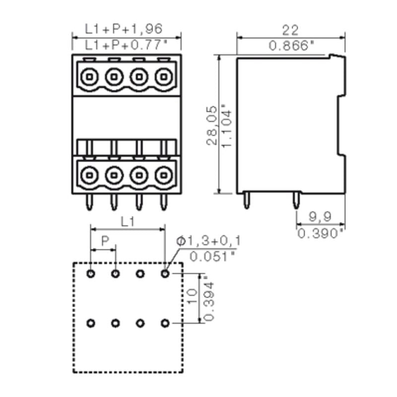 1601860000 - 5.08mm THT Male Header Connector, 18 Poles, 90° Angle  (Pack of 20)