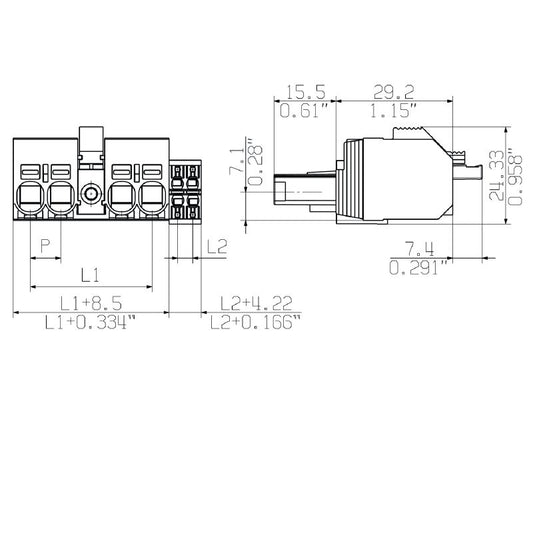 2628980000 - 5-Pole 7.62mm PCB Connector with Push-In Mechanism  (Pack of 30)