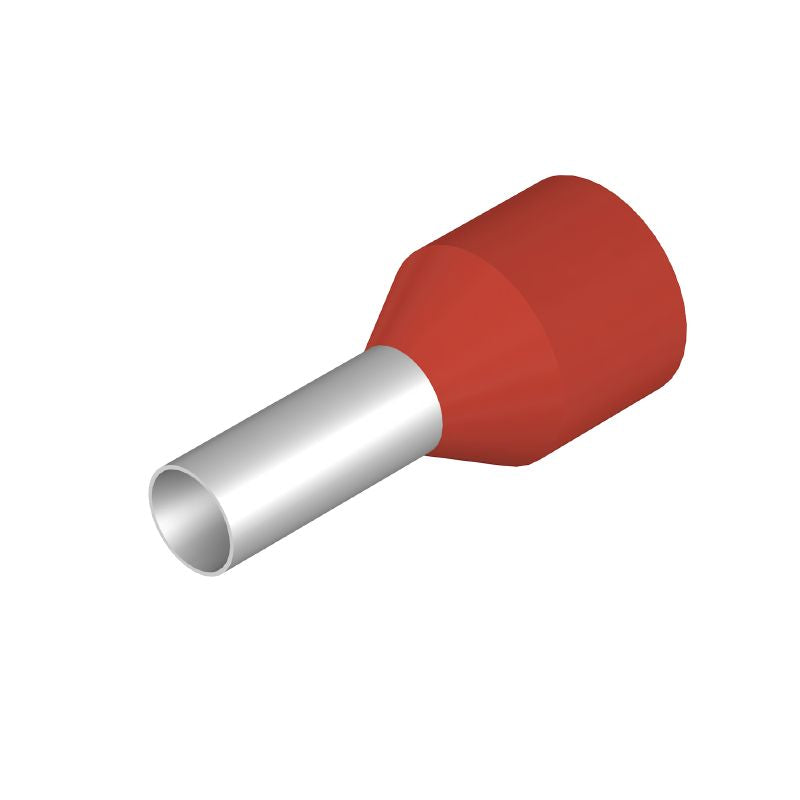 9006830000 - Red 10mm² Wire Ferrule, 24mm Long, Short-Circuit Proof  (Pack of 100)