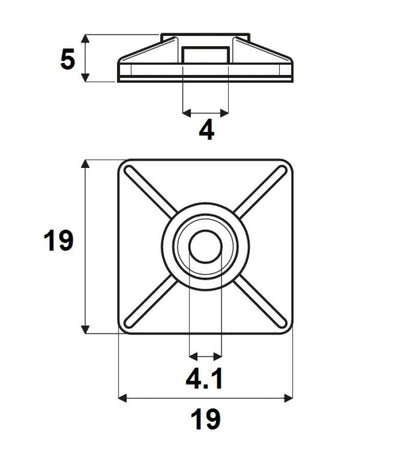 1697950000 - 19mm Self-Adhesive Cable Ties, 80N Strength, Pack of 100  (Pack of 100)