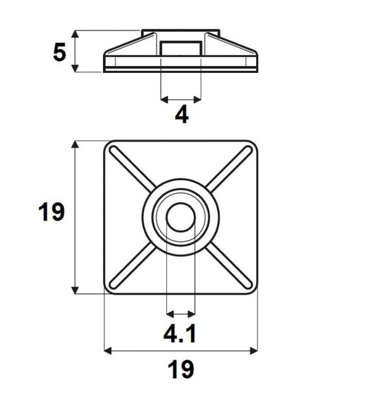 1697950000 - 19mm Self-Adhesive Cable Ties, 80N Strength, Pack of 100  (Pack of 100)