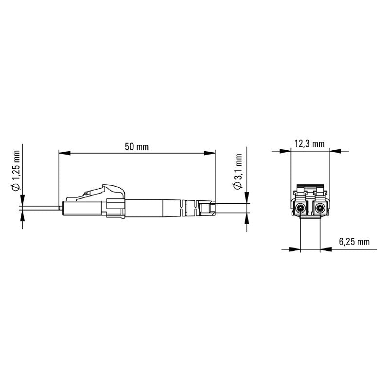 1962980000 - Singlemode LC Duplex Plug with TPE Bend Protection