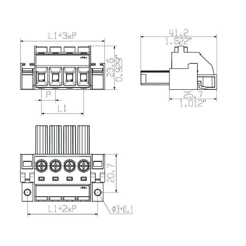 2917100000 - 4-Pole Female PCB Connector, 7.62mm Pitch, Max 10mm²  (Pack of 30)