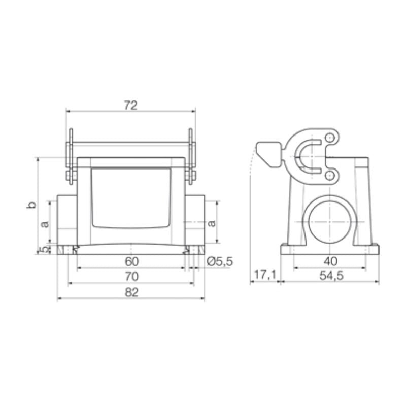1652760000 - PG 16 Base Housing, IP65 Protection, Size 3