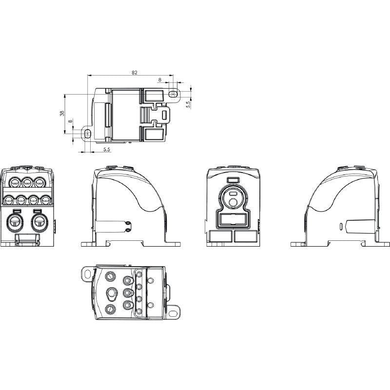 1562100000 - Light Grey Terminal Block, 120 mm², 400 A, 10 Connections