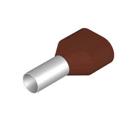 9005170000 - Brown Twin Wire Ferrule, 13.4mm Collar, 26mm Length  (Pack of 100)