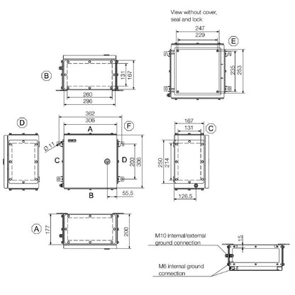 1200090000 - Stainless Steel Terminal Box 306mm x 306mm x 200mm