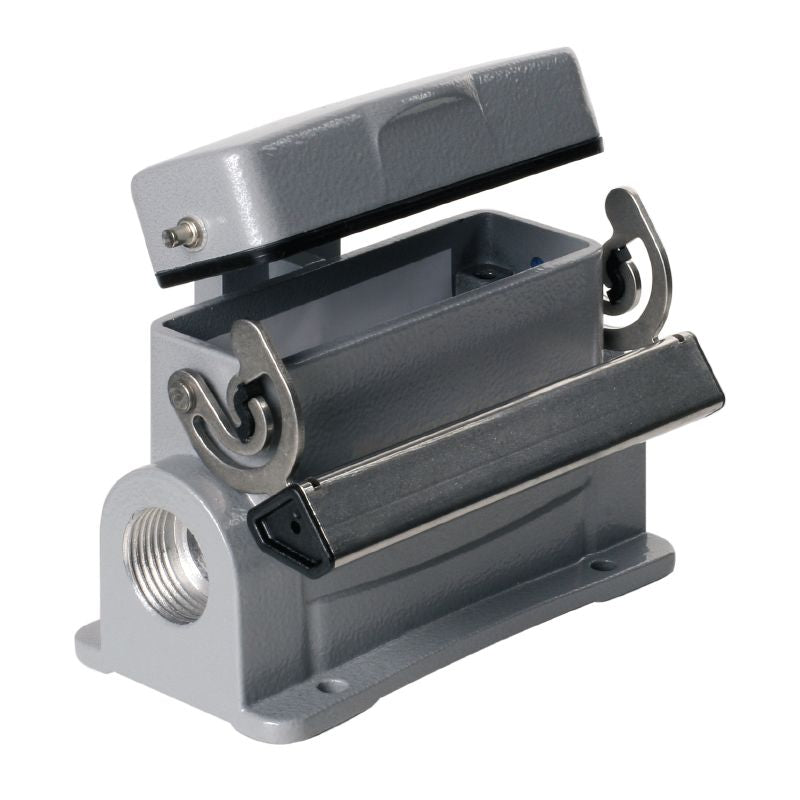 1665300000 - IP65 HDC 16A Enclosure with Locking Clamp and PG16 Entries