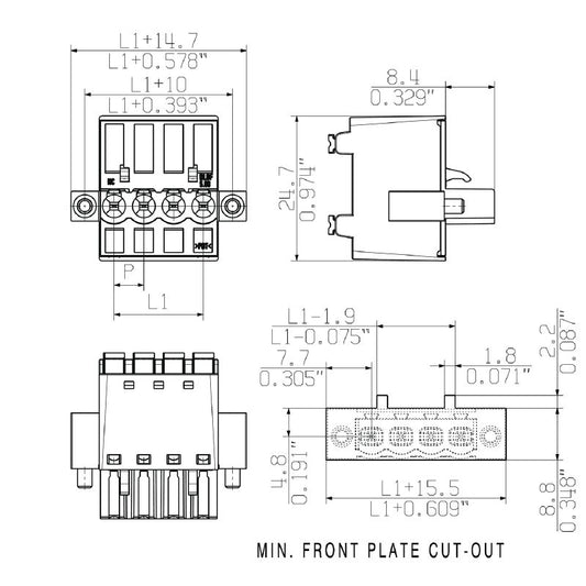 1065120000 - 5.08mm 8-Pole PCB Connector with PUSH IN Mechanism  (Pack of 24)