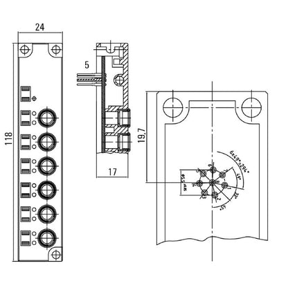 1872460000 - 19-Pole Bayonet Joint Connector with LED Indicators