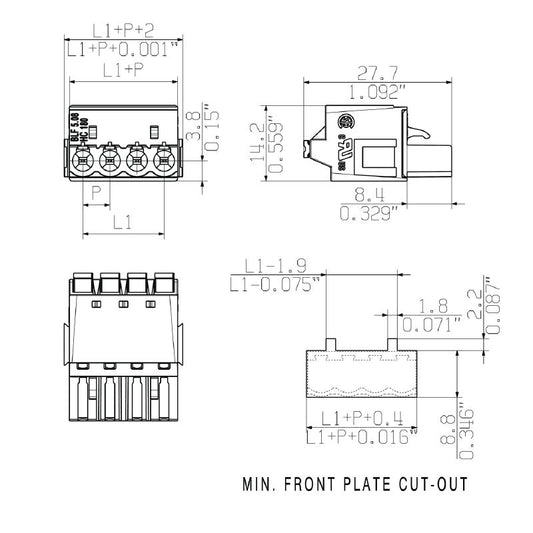 1368820000 - 5.08mm Female PCB Connector with 3 Poles, 180° Angle  (Pack of 102)
