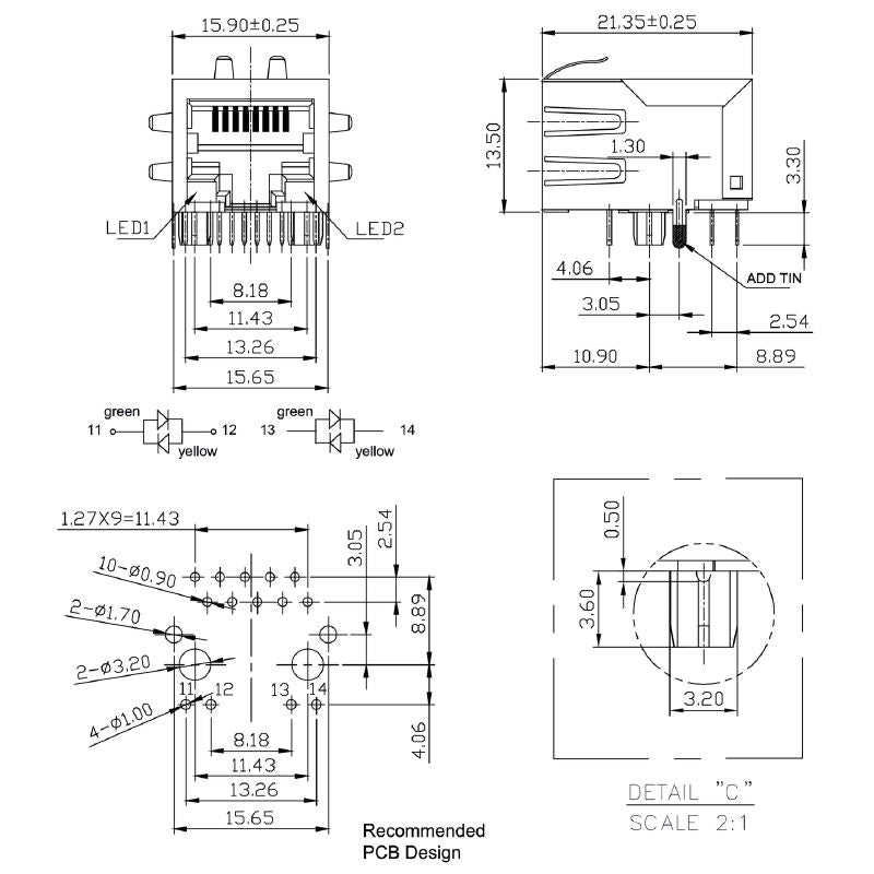 2638860000 - OMNIMATE RJ45 Transformer Jack, 8 Poles, RoHS Compliant  (Pack of 200)