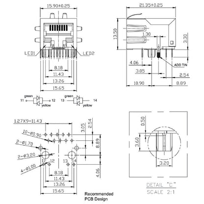 2638860000 - OMNIMATE RJ45 Transformer Jack, 8 Poles, RoHS Compliant  (Pack of 200)