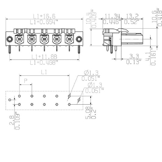1095650000 - 3-Pole 7.62mm PCB Connector with Solder Flange, 24A Rating  (Pack of 54)
