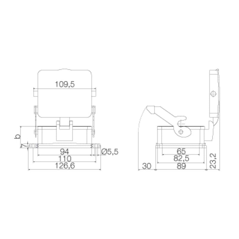1666740000 - IP65 Rated HDC 48A ALU Bulkhead Housing with Locking Clamp