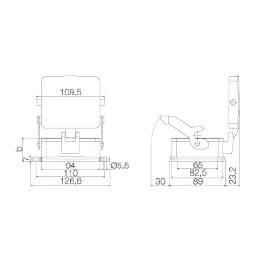 1666740000 - IP65 Rated HDC 48A ALU Bulkhead Housing with Locking Clamp