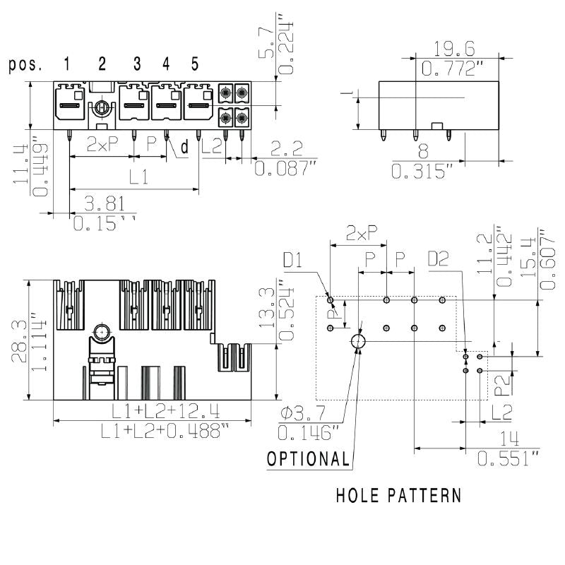 2529890000 - 7.62mm 2-Pole PCB Connector with Closed Side Design  (Pack of 60)
