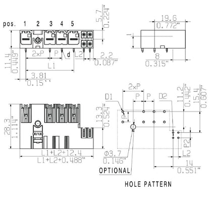 2529890000 - 7.62mm 2-Pole PCB Connector with Closed Side Design  (Pack of 60)