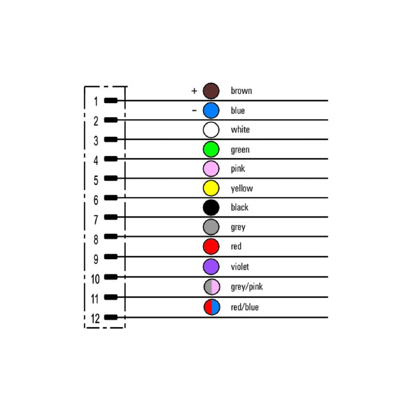 1484820200 - 2m M12 Shielded Sensor/Actuator Cable, 12 Poles