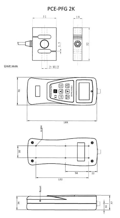 PCE-PFG 2K - Digital Durometer with Graphic Display and 36-Hour Battery Life