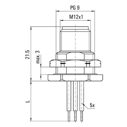2796770000 - 0.5m 5-Pole Connector with PG 9 Thread  (Pack of 10)