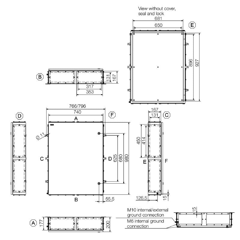 1200990000 - Stainless Steel Klippon TB QL Terminal Box, 980mm x 740mm x 200mm