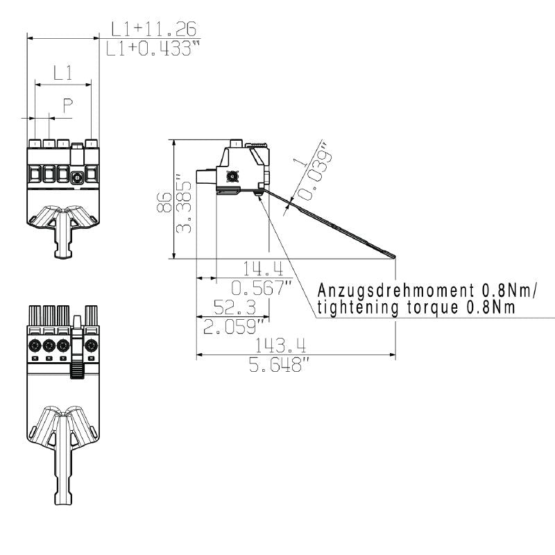 2627420000 - 4-Pole 10.16mm PCB Connector, 180° Orientation  (Pack of 20)