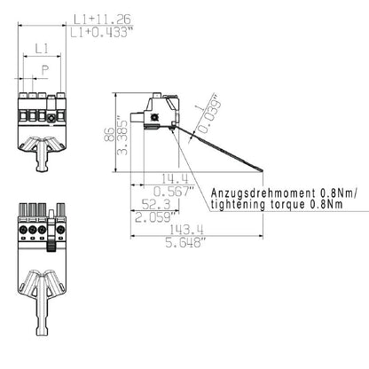 2627420000 - 4-Pole 10.16mm PCB Connector, 180° Orientation  (Pack of 20)