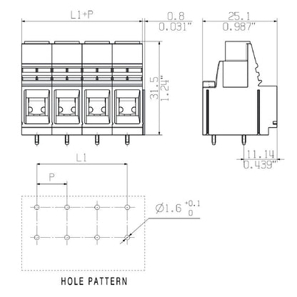 1839290000 - 10.16 mm PCB Terminal, 4 Poles, Tinned, Pebble Grey  (Pack of 20)