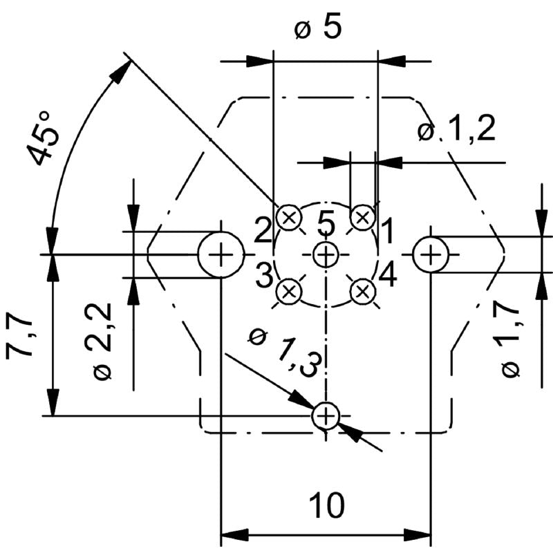 2423120000 - M12 A-Coded 5-Pole PCB Connector, IP67, Nickel Plated  (Pack of 10)