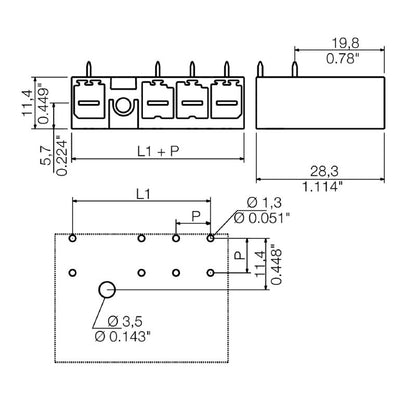 1156520000 - 7.62mm 4-Pole Male Header PCB Plug-In Connector in Black Box  (Pack of 48)