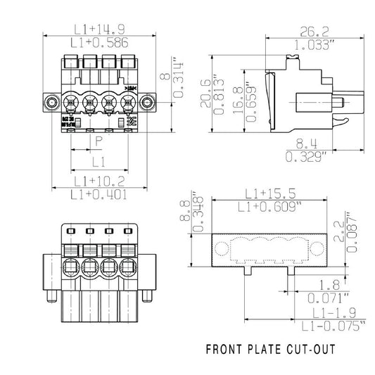 1983010000 - 5.08mm PCB Female Connector, 14 Poles, 270° Outlet  (Pack of 18)