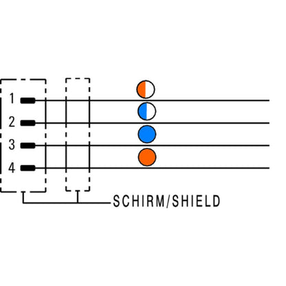 1160820300 - 3m Shielded M8 Bus Line Cable, 4 Poles, RoHS Compliant