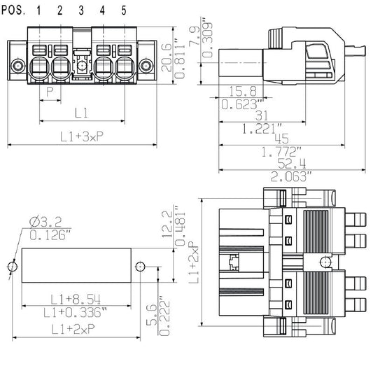 2630650000 - 7.62mm Male PCB Connector, 4 Poles, PUSH IN Design  (Pack of 42)