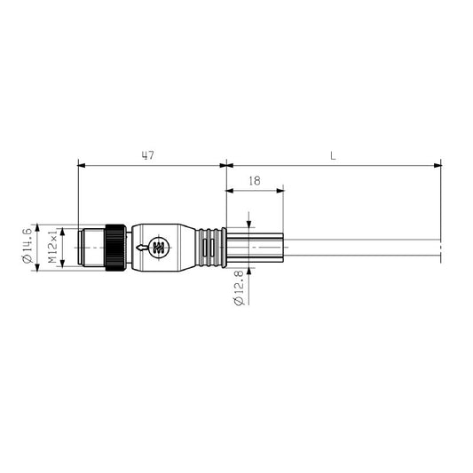 1060110300 - 3m Shielded M12 Bus Cable with 5 Poles, PVC Material