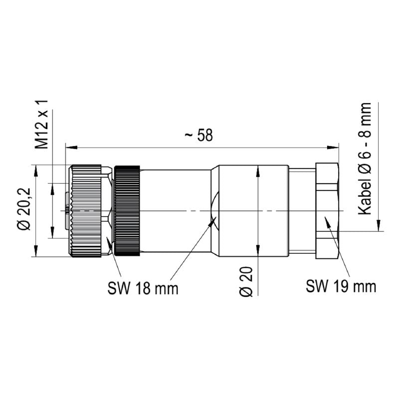 2717910000 - Robust M12 Connector IP67, 12A, Gold-Plated Fem Contact
