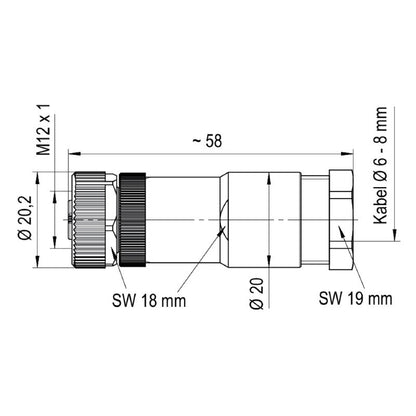 2717910000 - Robust M12 Connector IP67, 12A, Gold-Plated Fem Contact