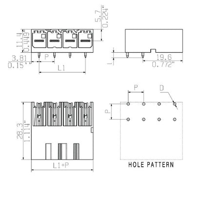 2545800000 - 7.62mm Black PCB Connector with 2 Poles & 2.6mm Pins  (Pack of 110)