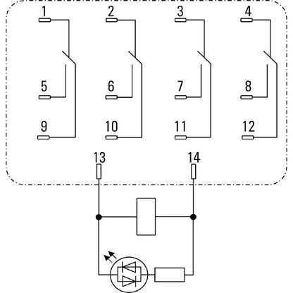 2765300000 - D-SERIES 220V DC Relay with 4 CO Contacts, 10A Capacity  (Pack of 10)