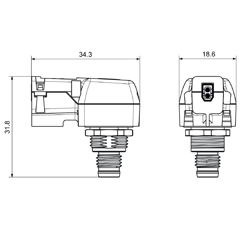 2814400000 - Compact IP65 Adapter for Single Pair Ethernet, 90° Direction  (Pack of 10)