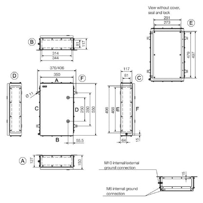 1200570000 - Stainless Steel Terminal Box 550x350x150mm for Harsh Environments