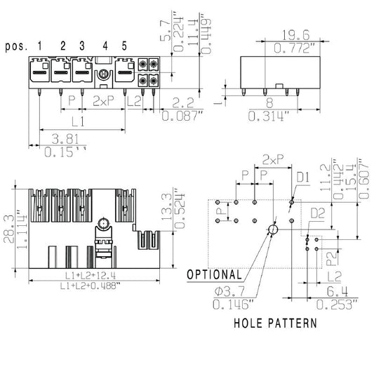 2529990000 - 7.62mm Male PCB Connector with 4 Poles, Solder Pin 2.6mm  (Pack of 36)