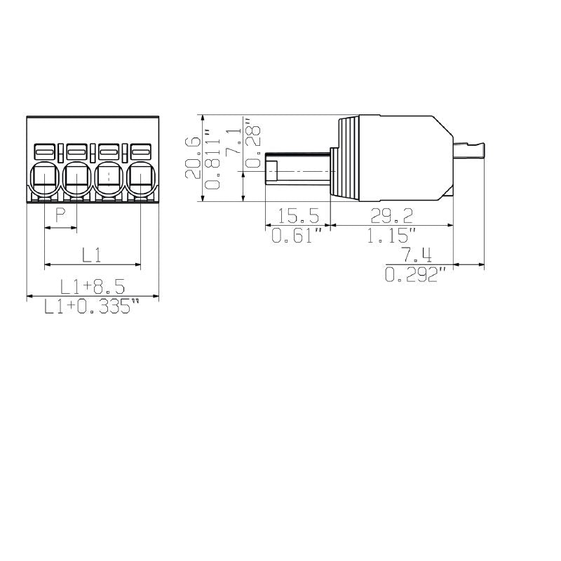 1547520000 - 7.62mm Female PCB Connector, 180° Push-In Wiring, 41A  (Pack of 60)