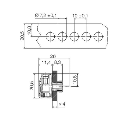 1936480000 - OMNIMATE 4mm² Feed-Through Terminal in Wemid Material  (Pack of 50)