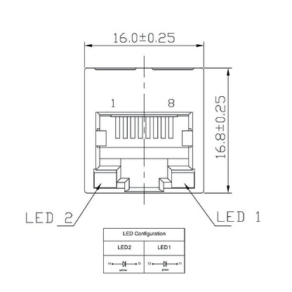 2461070000 - 8-Pole RJ45 Transformer Jack with 180° Elbow, 3.658g  (Pack of 120)